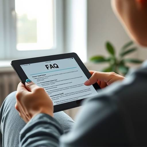 Person reading an FAQ on a tablet